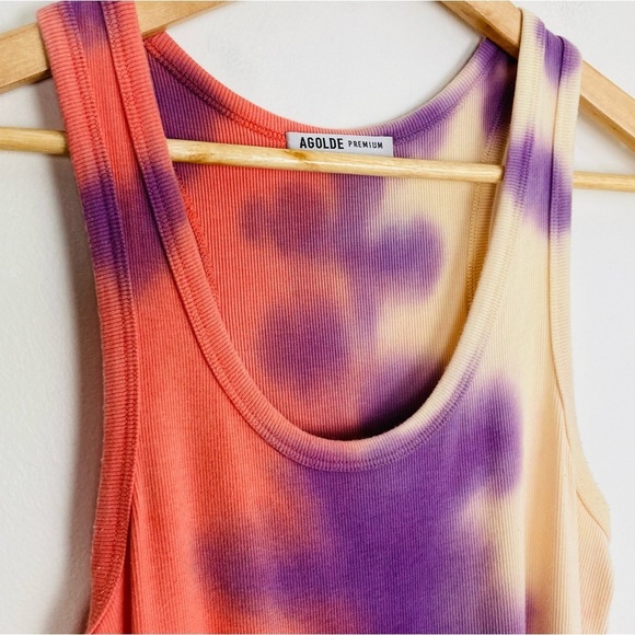 AGOLDE Revolve orange purple and yellow ribbed scoop next tank body suit. S - Picture 3 of 6